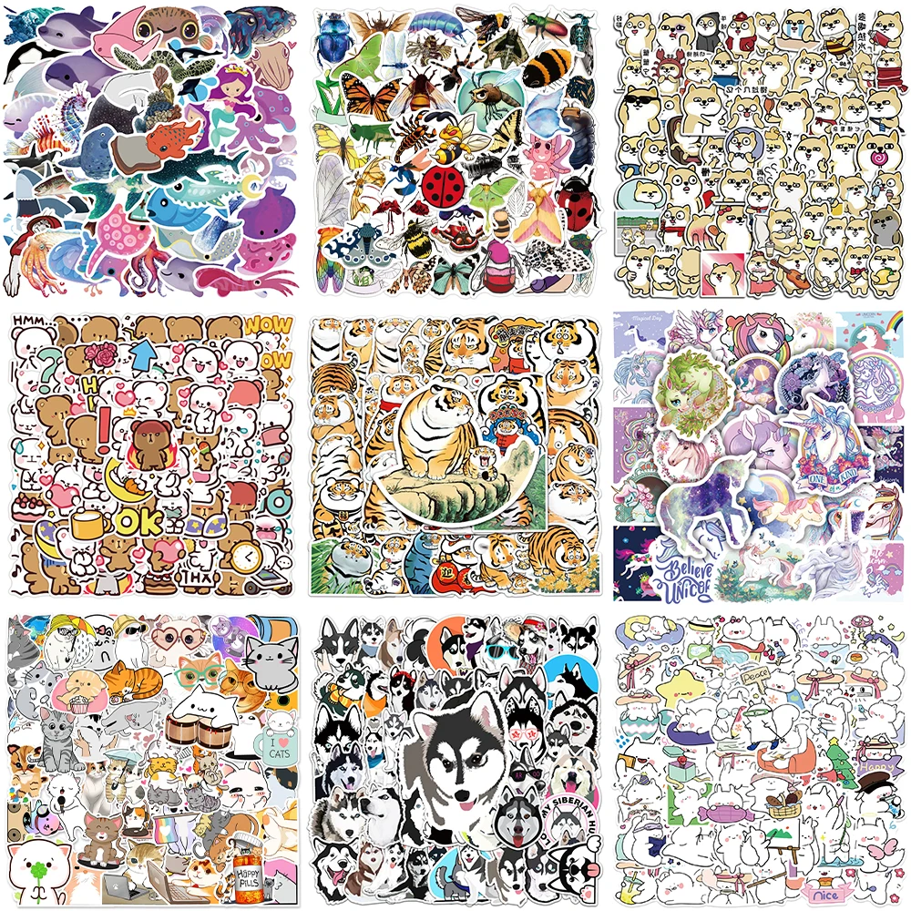 10/30/50PCS Cartoon Cute Animal Stickers Series Husky Graffiti Bicycle Laptop Helmet Luggage Stationery DIY Decoration Wholesale