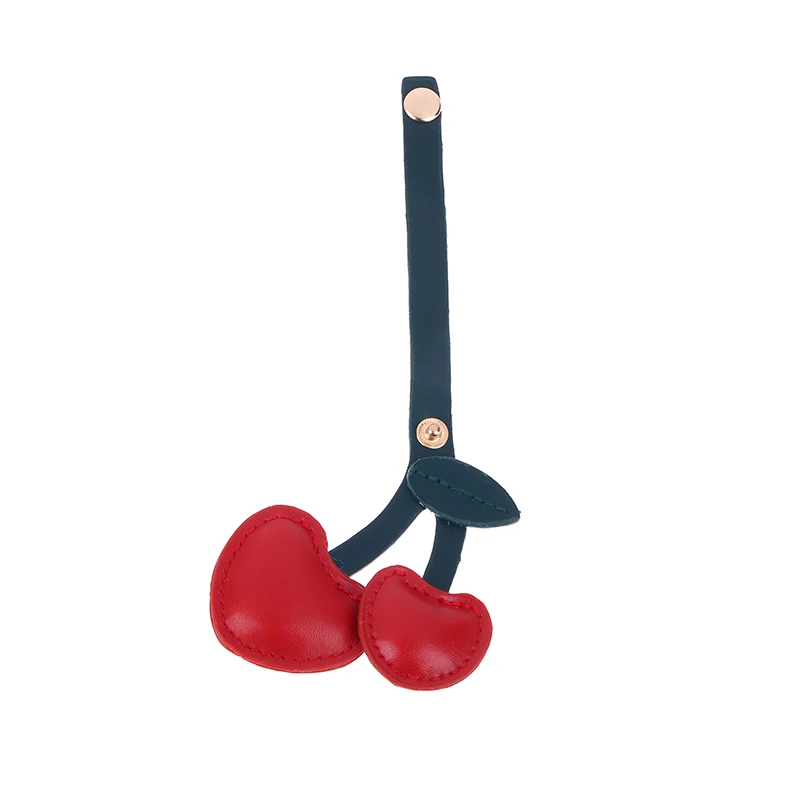 Creative small cherry key chain pastoral style leather fruit key chain pendant bag pendant car key chain ring small accessories image 4