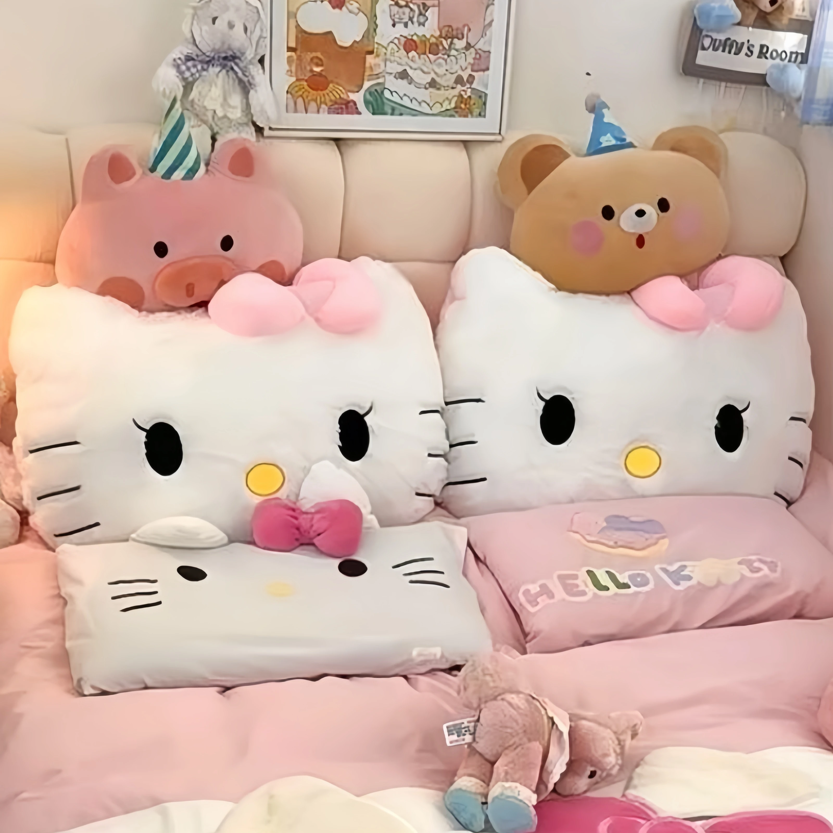 Cuddly Big Size Comfortable Hello Kitty Cuddly Pillow Back Cushion Headrest Comfortable Sofa Bed Throw Pillow  Home Decor Gifts