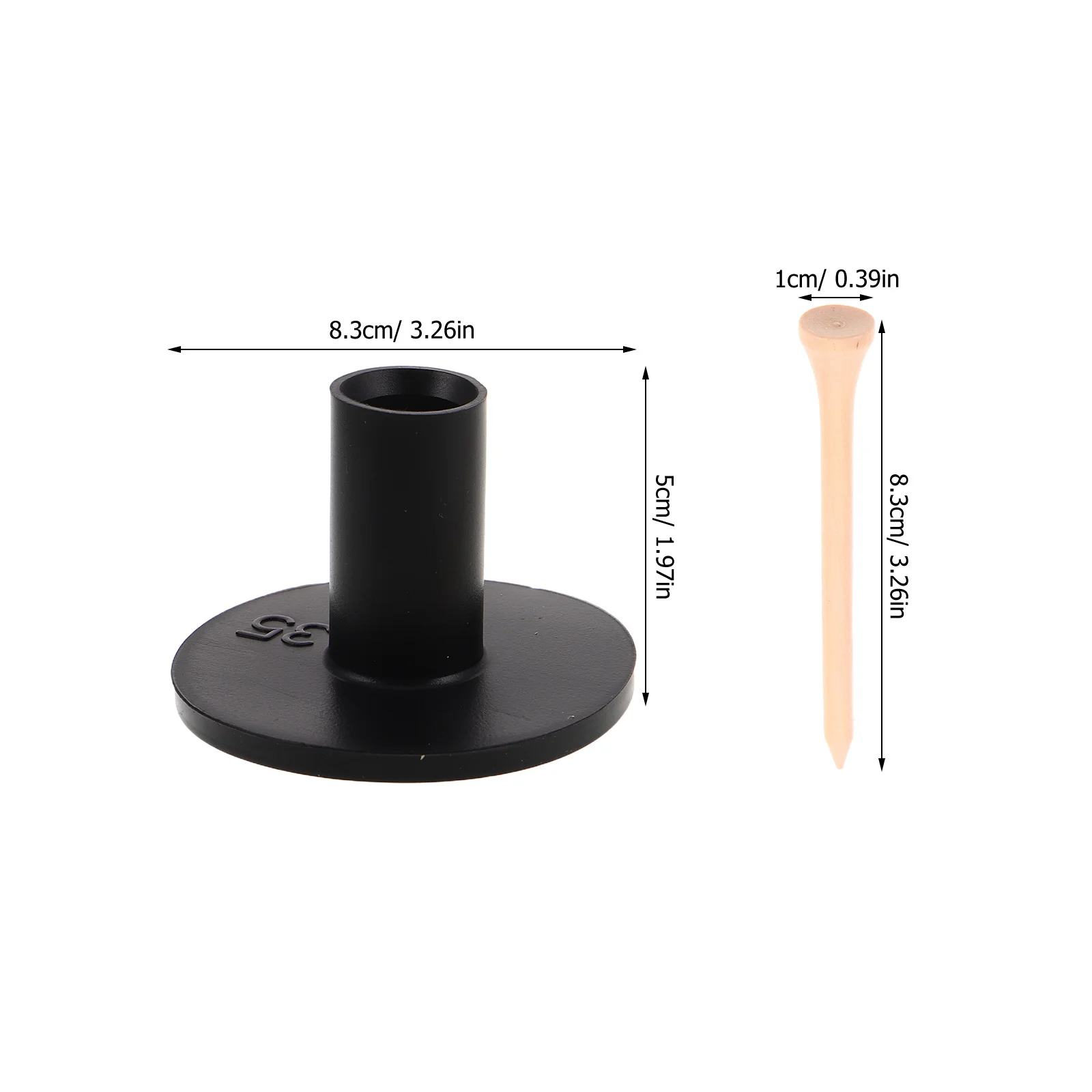 Suministro de entrenamiento de Golf, camisetas de goma para estera, clavos de madera, soporte negro de 35-83mm, simulador de rango de conducción irrompible, práctica, 6 uds.