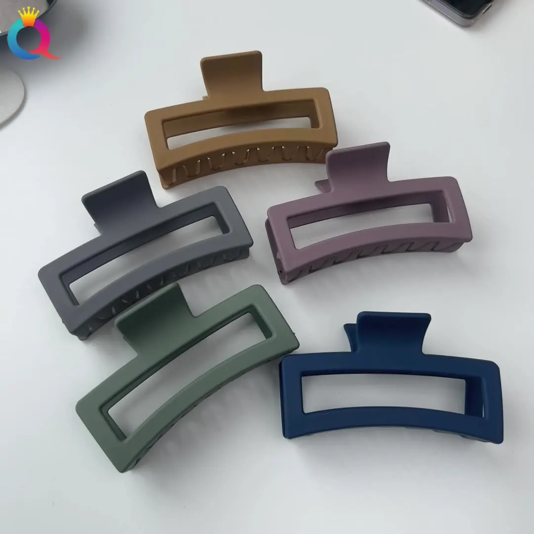 한국 반투명 대형 상어 클립 심플 모란디 컬러 사각 그립 클립 다용도 플레이트 헤어 클립