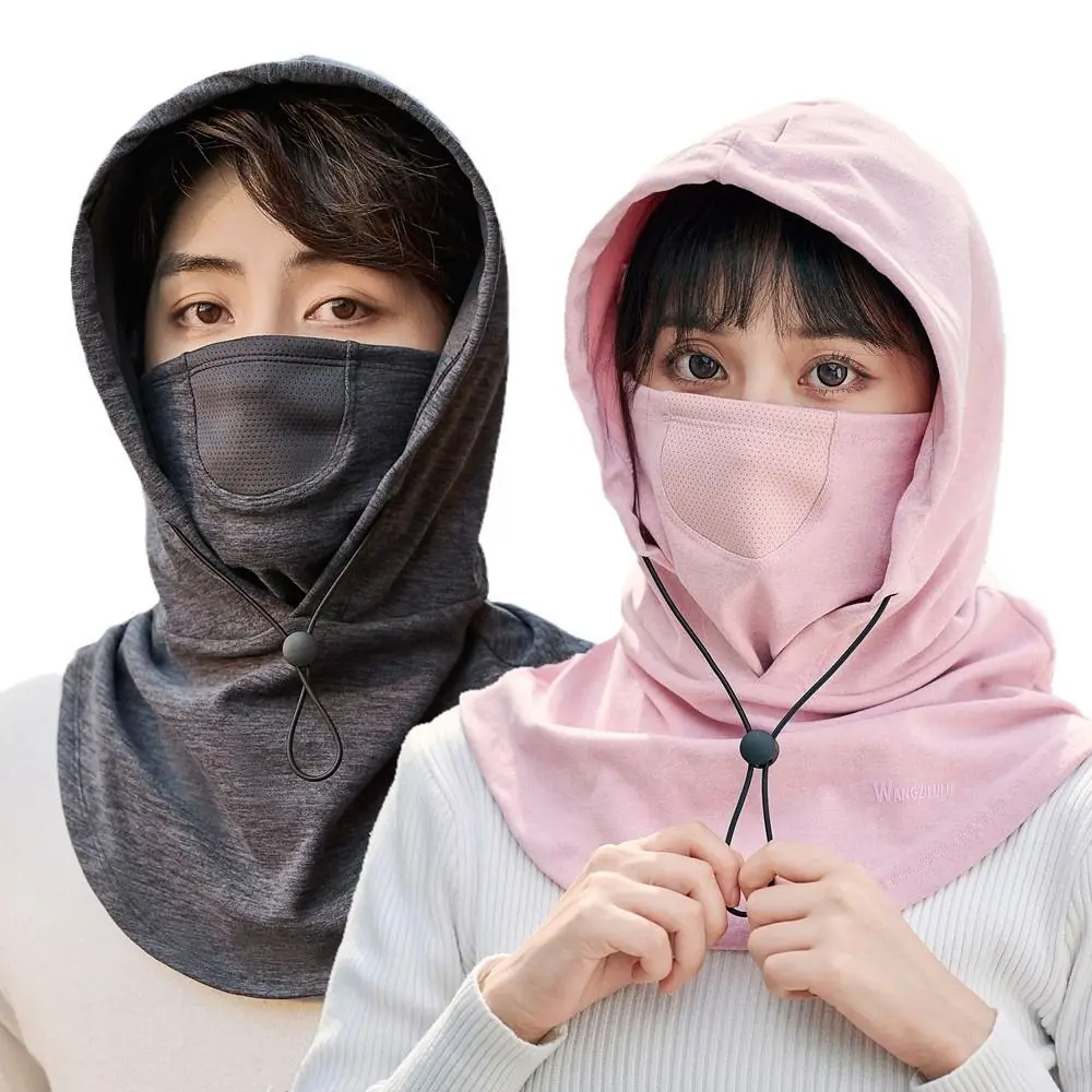 

Soft Drawstring Balaclava Hat Windproof Keep Warm Pullover Cap Solid Color Neck Warmer Masks Hood Beanies Cycling