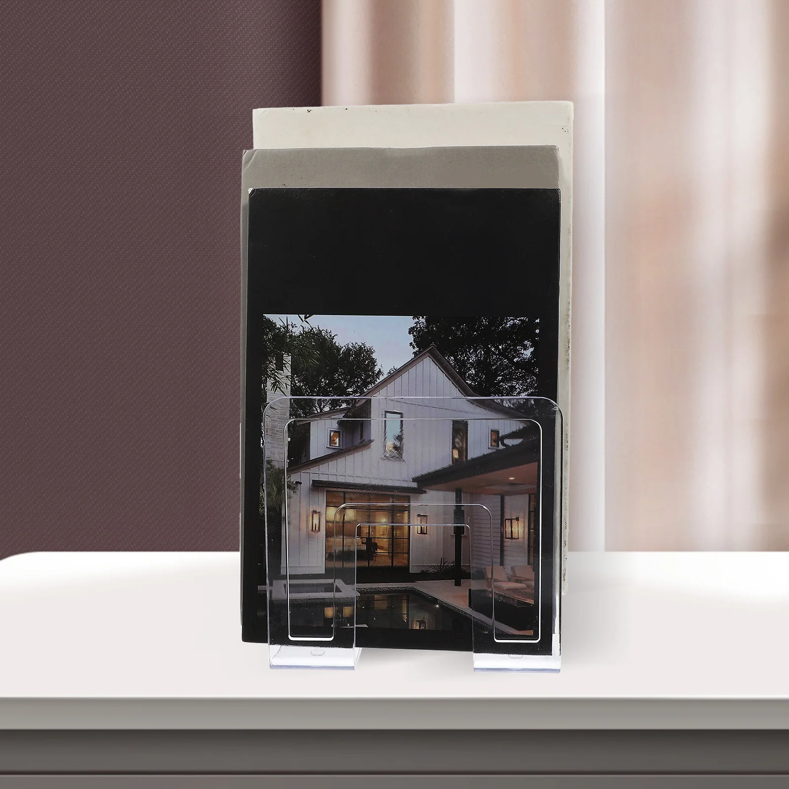 حامل كتب شفاف من الأكريليك لسطح المكتب على شكل حرف L لرف دعم تخزين الدراسة والمنزل والمكتب #2