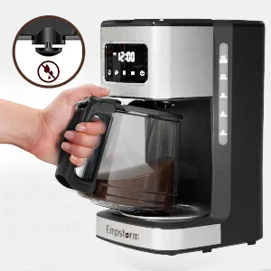 Black Silver Drip Coffee Maker With 30 Seconds Anti-Drip Function For Home And Office