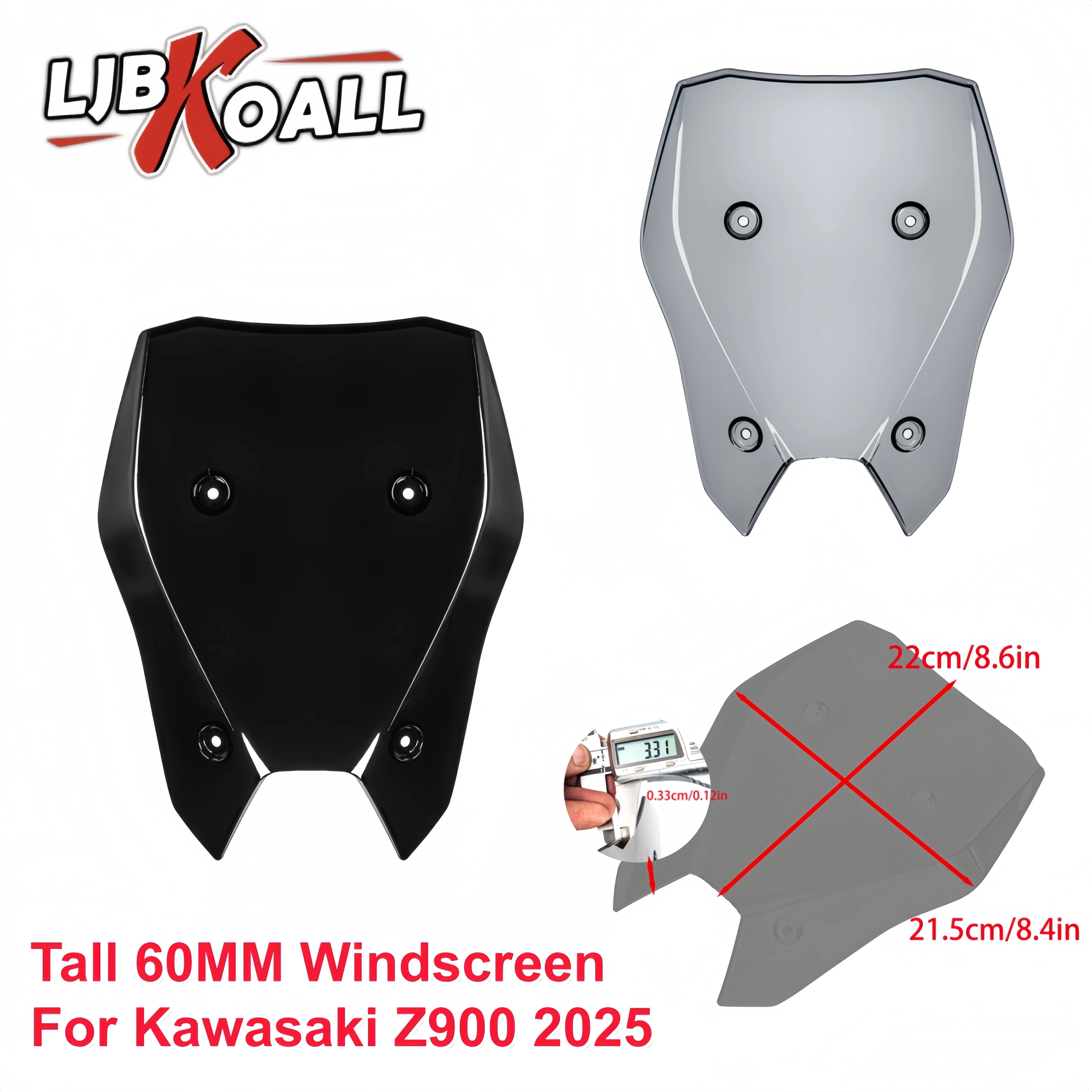

For Kawasaki Z900 2025 Modified High Windshield 60mm Tall Windscreen Sport Wind Deflectors Visor for Z900 Motorcycle Accessories