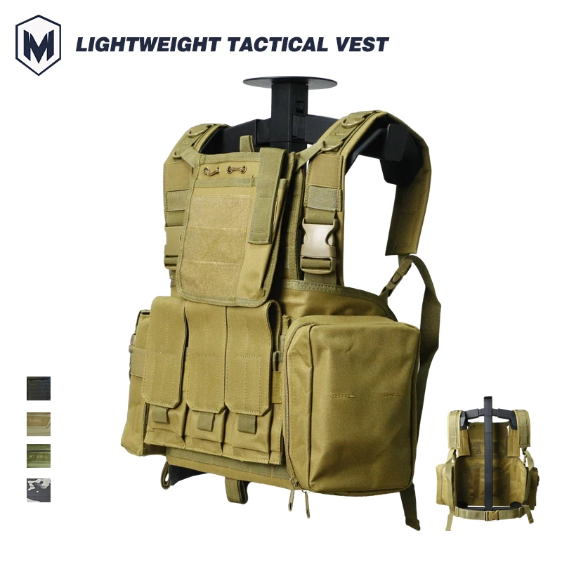 Tactical Chest Rig with 5.56/7.62 Magazine Pouch Holder Pistol Molle Dangler Pouch MC Terrain Camouflage Lightweight Vest