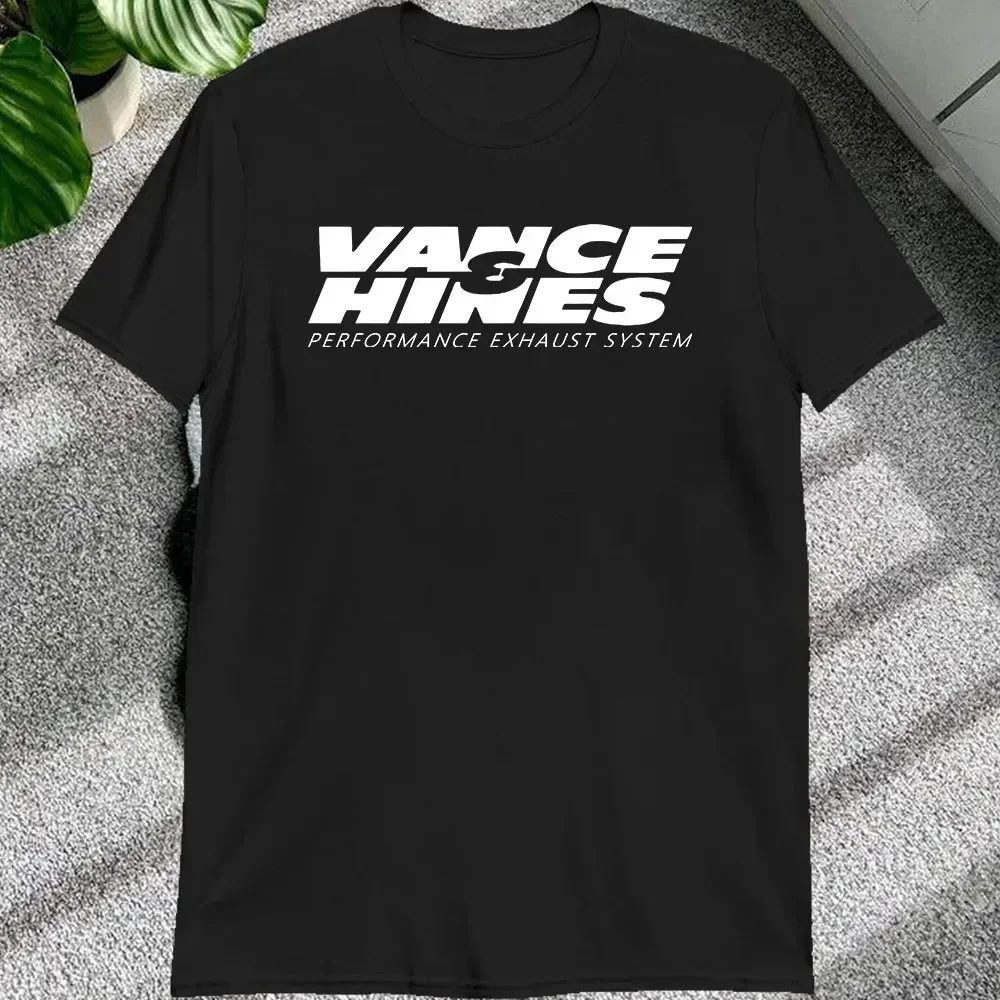 

Vance Hines Motorcycle Exhaust Print Loose Crew T-Shirt Men Soft Harajuku Street Short Sleeve Tee