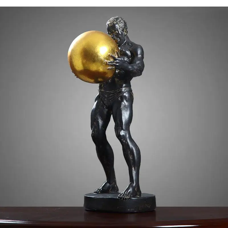 Resin Globe Character Titan Sculpture Decoration Crafts American Retro Living Room Home Accessories