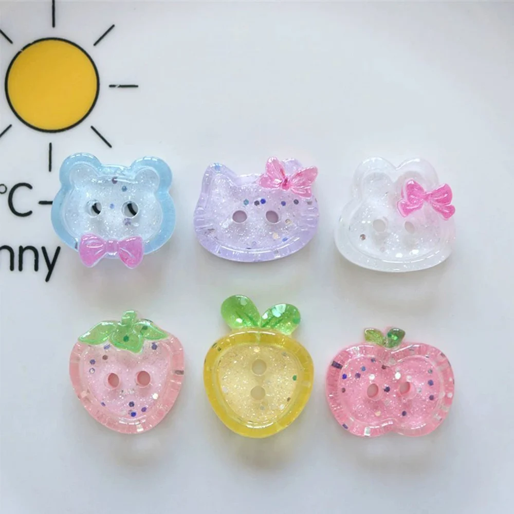 10PCS Bear Button Shape Series Miniature Flat Back Resin Cabochons For Hairpin Scrapbooking DIY Home Decor Craft Accessories