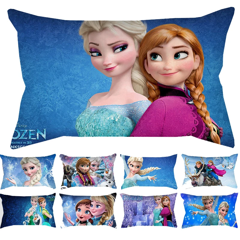 Disney Frozen ตุ๊กตา Elsa Anna สาวเจ้าหญิงตกแต่ง/Nap หมอนกรณีเบาะรองนั่งโซฟาเด็กวันเกิดของขวัญ50*30ซม.