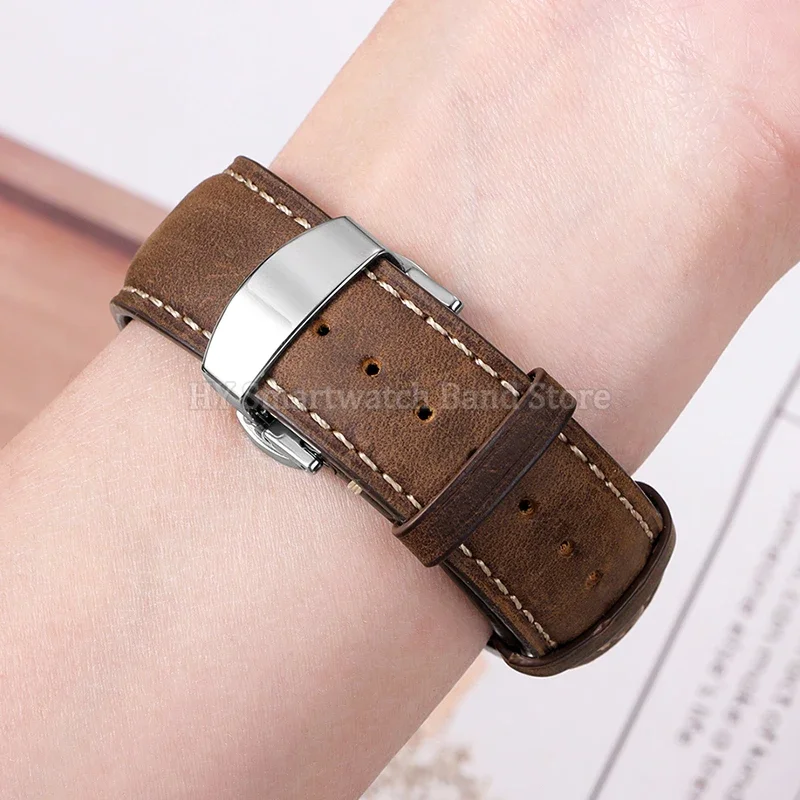 14 مللي متر 16 مللي متر 18 مللي متر 20 مللي متر 22 مللي متر 24 مللي متر جلد البقر حزام ساعة اليد ل رولكس ل Seiko الإفراج السريع المعصم الفرقة فراشة مشبك الجلود سوار