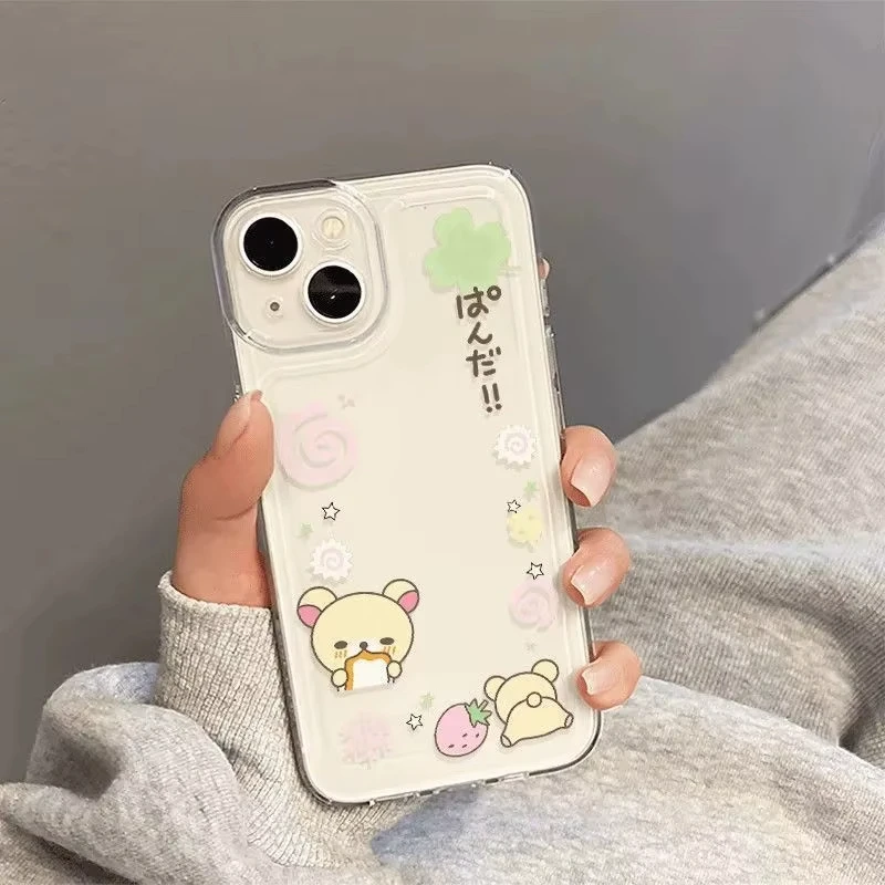 Strawberry R-Rilakkuma Bears Phone Case For Samsung S25 S24 S23 S22 S21 S20 FE Note20 Plus Ultra Lite 5G Clear Soft TPU Cover - náhled 2