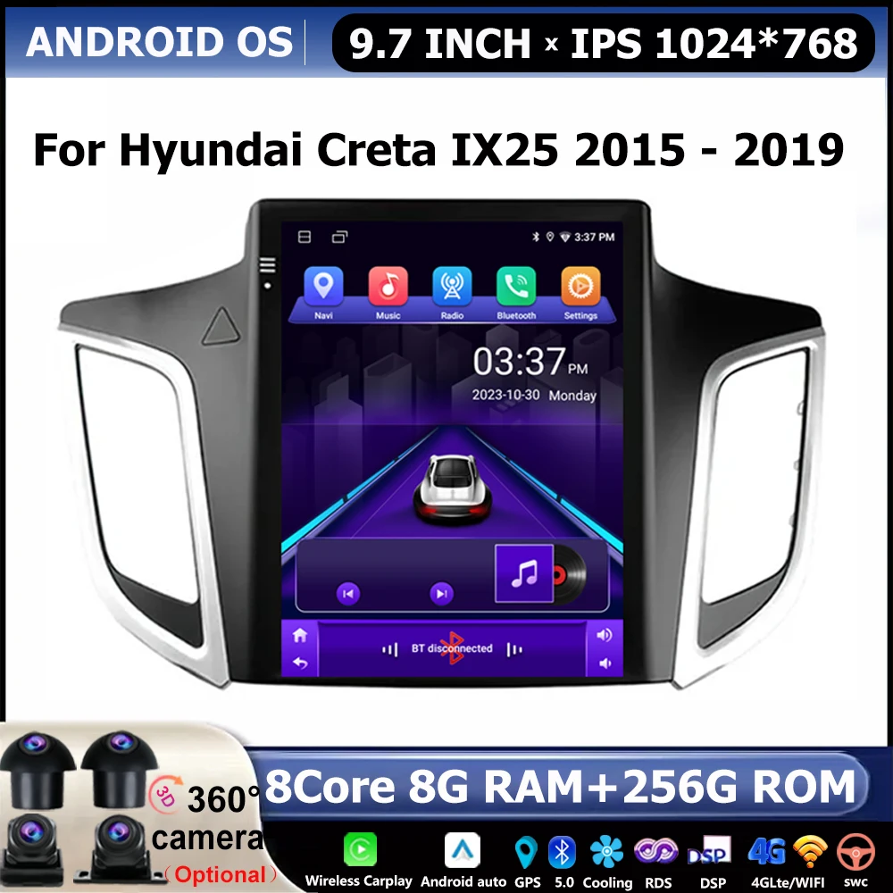 9.7 '' Android For Hyundai Creta IX25 2015 - 2019 Car Video Player Navigation Multimedia Automotiva Wireless Carplay 4G WIFI