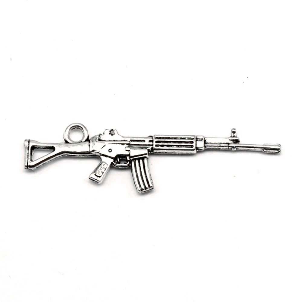 Guns Charms Jewellery Making Pendants Accessori For Woman Jewlery Trendy 13x45mm 5pcs Antique Silver Color