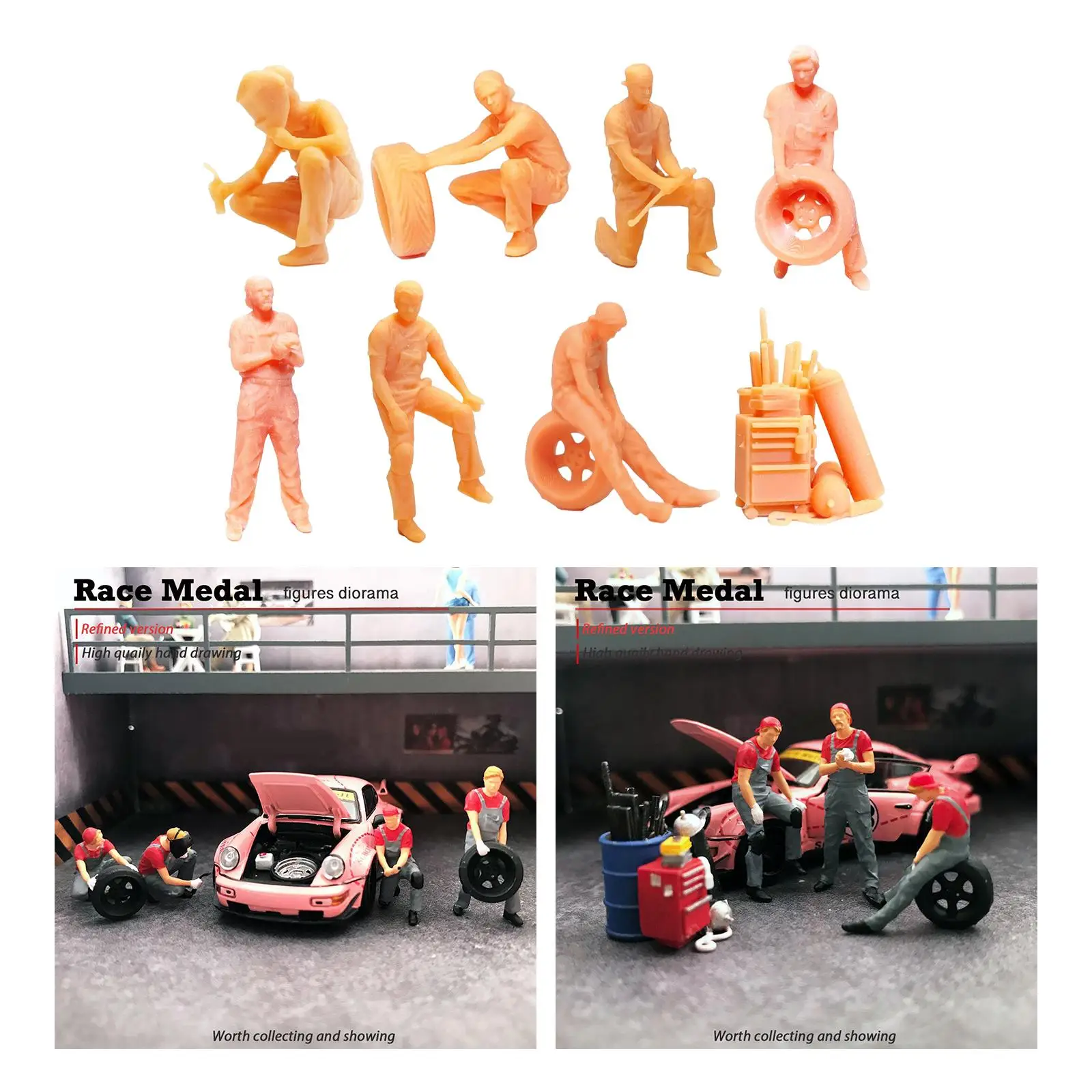 Motociclista Pintado Pessoas Figuras, Carro Modelo Figurinhas, Areia Decoração Mesa, Cenas De Garagem, Projetos DIY, 1: 64