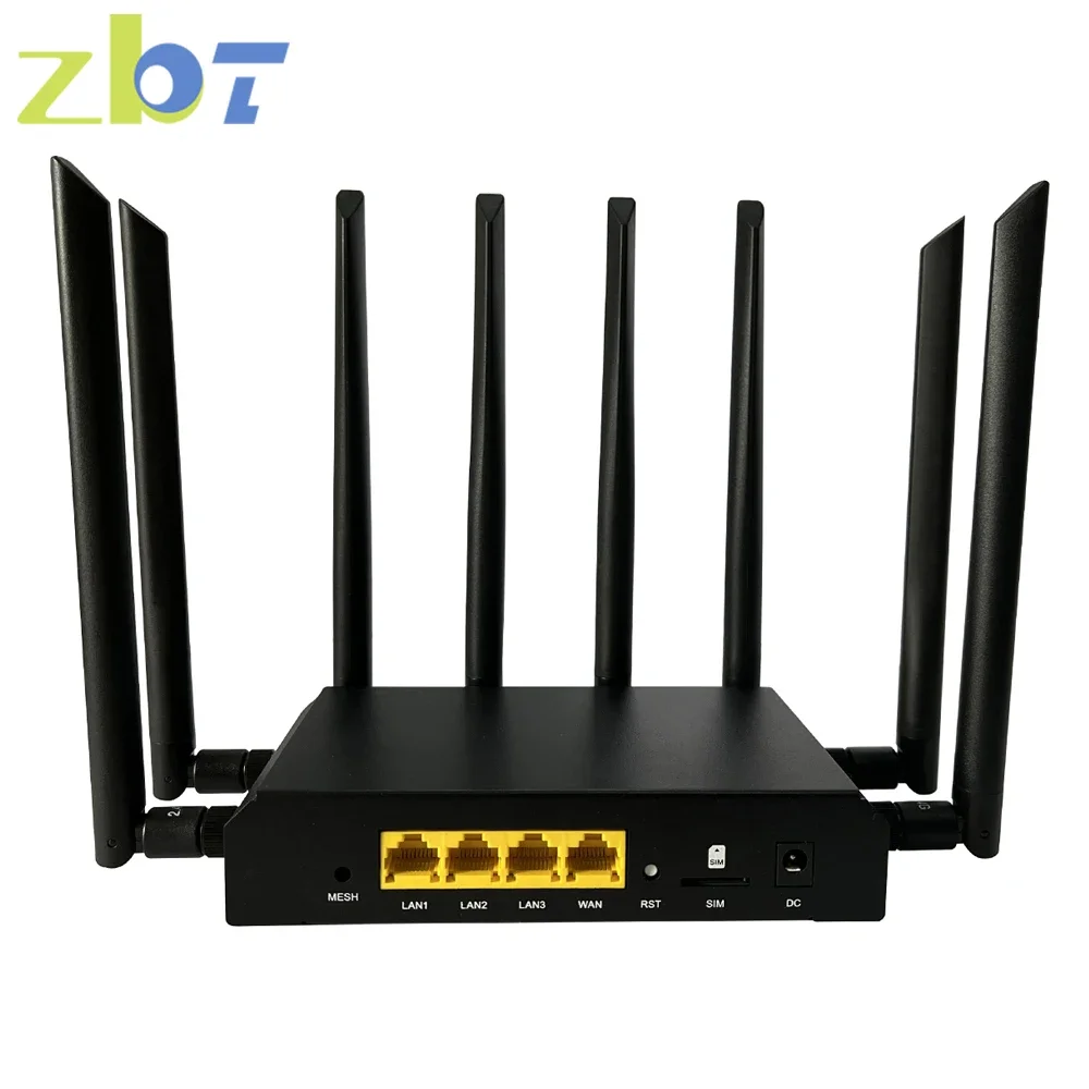 ZBT 4G 5G Openwrt Router Wifi6 Mesh 1800Mbps with Sim Card Gigabit LAN 2.4GHz 5GHz 8 MU-MIMO Antenna 128 WiFi User 5G Internet