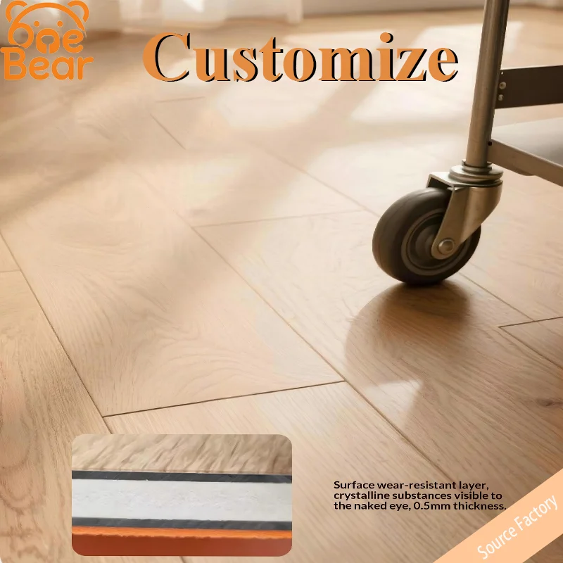 Customizable WPC stone-plastic composite wood flooring, waterproof, stone crystal texture, wear-resistant, and sound-absorbing.