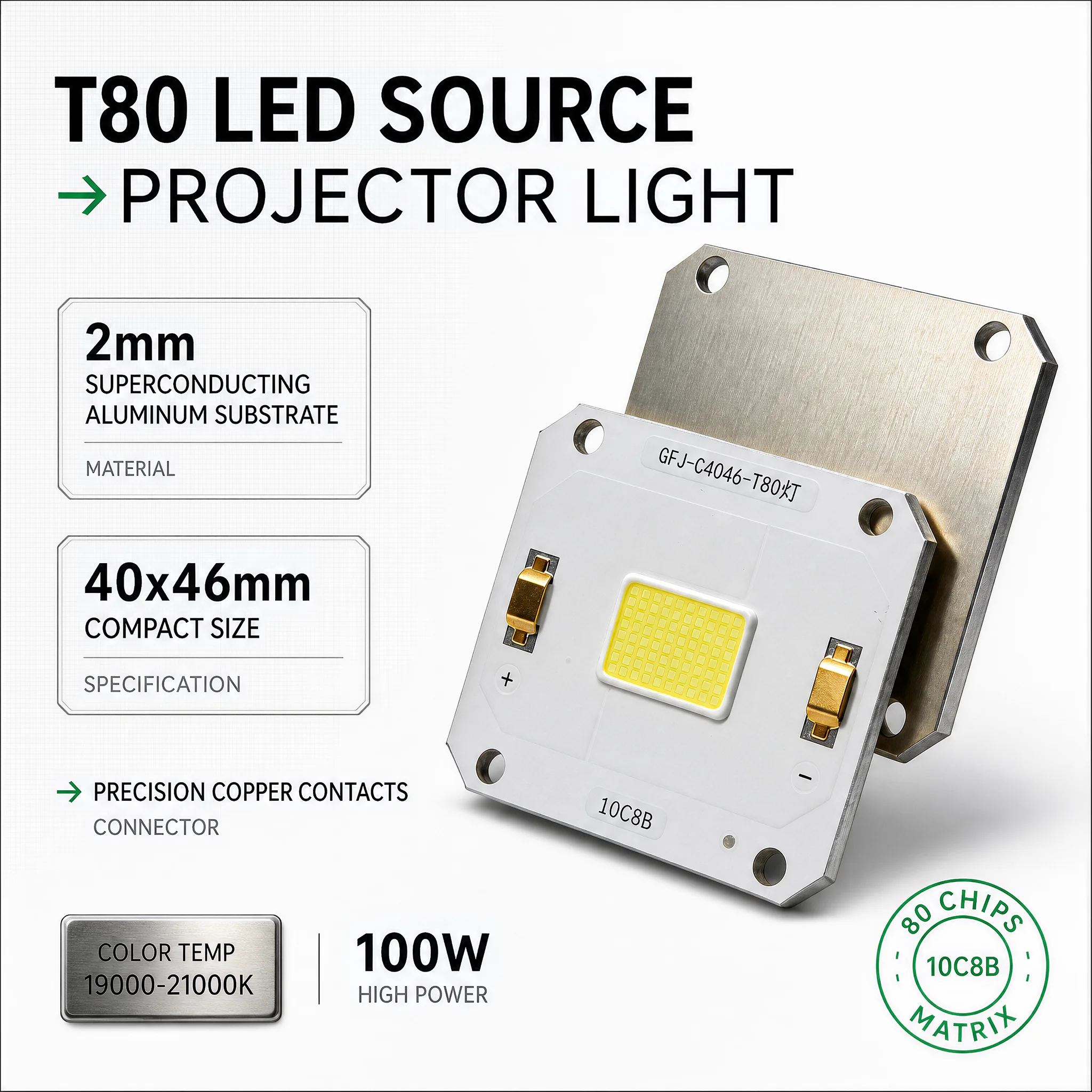 100W 45mil COB LED Chip Light Source Lamp for Rigal Projector Repair Replacement Spare Parts Bulb Board Projector DC28-32V 1~3A