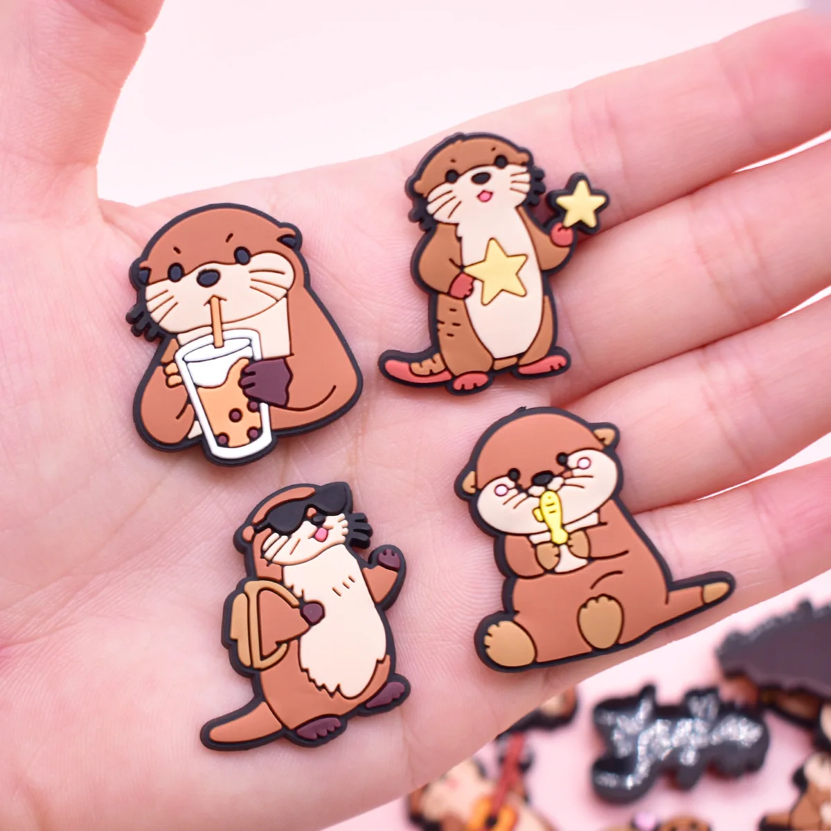 New Cute Furry Otter Pet custom Shoe charms soft PVC waterproof decorative pins for hole clogs daily shoe matching accessories