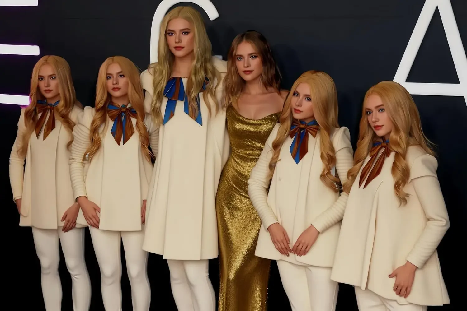 باروكة بني فاتح ميغان كوسبلاي باروكات مجعدة للنساء M3gan شعر مستعار اصطناعي طويل 24 بوصة باروكات الهالوين للحفلات