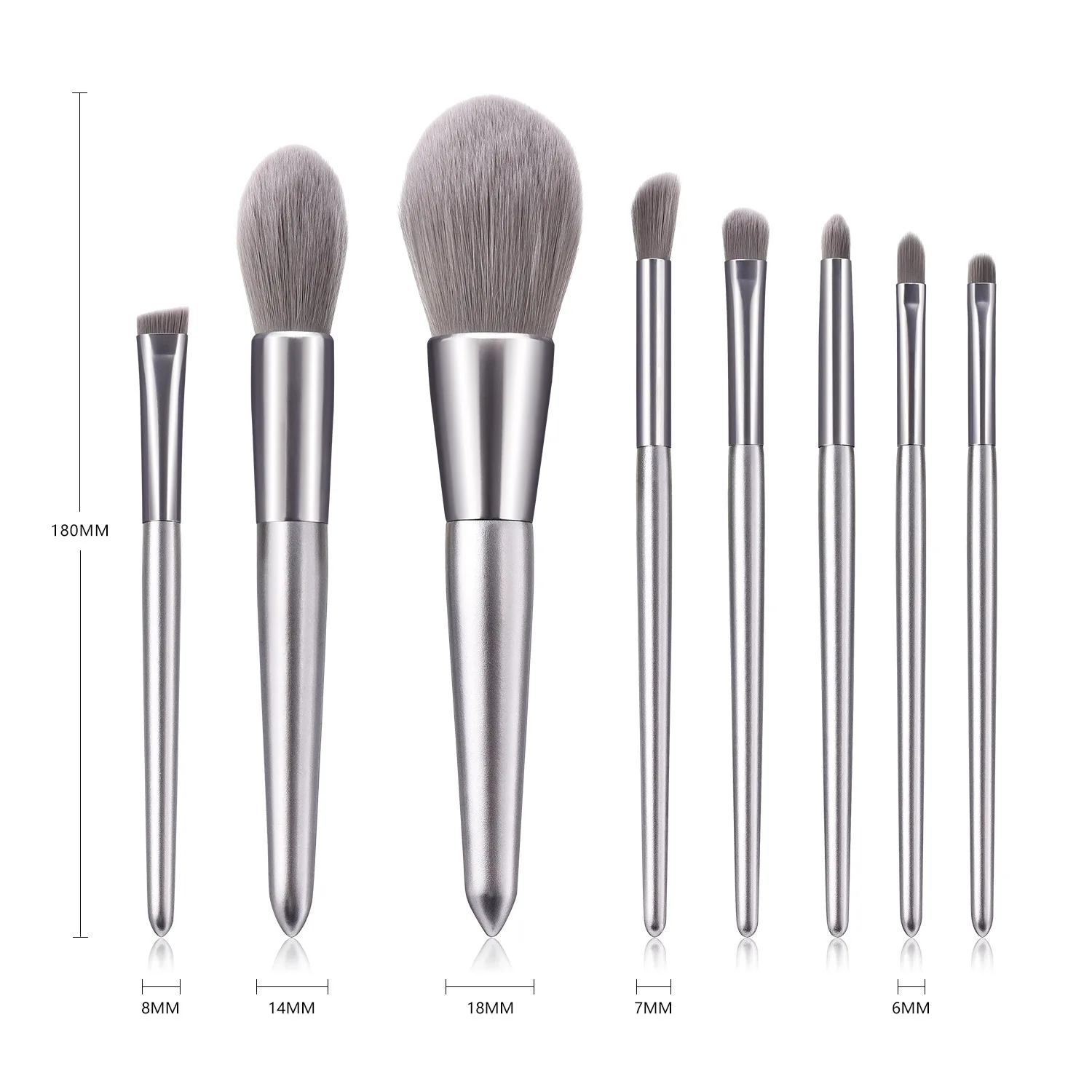8-teilige silberne Make-up-Puderpinsel-Sets für Make-up-Tools