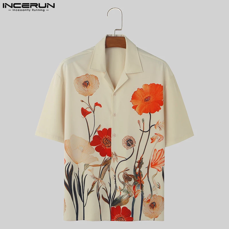 2024 Men Hawaiian Shirt Printing Vacation Lapel Short Sleeve Casual Men Clothing Summer Streetwear Fashion Shirts S-5XL INCERUN