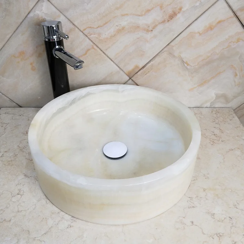 On-stage wash basin, white jade integrated, thickened art bathroom bathroom jade basin