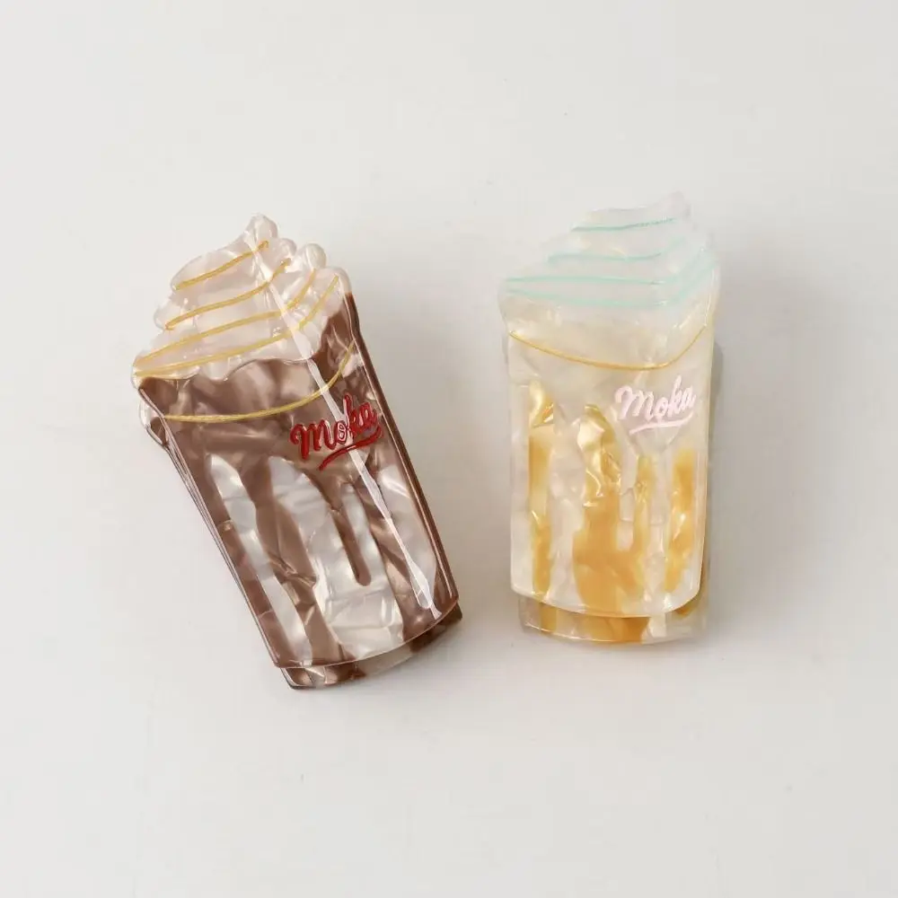 

Sweet Funny Coffee Cup Shaped Hair Clip Cute Cartoon Mocha Ice Cream Hair Claw Geometry Headwear Acetic Acid Shark Clip Travel