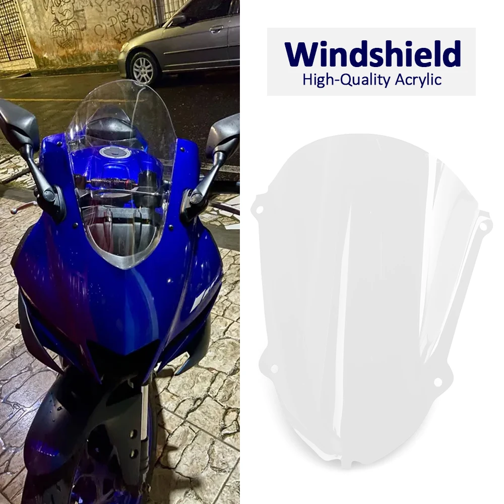 

FOR YAMAHA YZF R3 R25 YZFR3 YZF-R3 2019-2025 YZF-R25 Double Bubble Windscreen Screen Accessories Windshield Wind Deflector