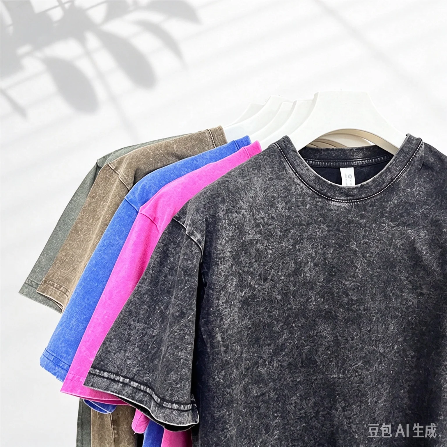 New 230g Cotton Washed Vintage Men's T-Shirt Loose plus Size Fashionable Retro Trendy Snowflake Design No Shrinkage