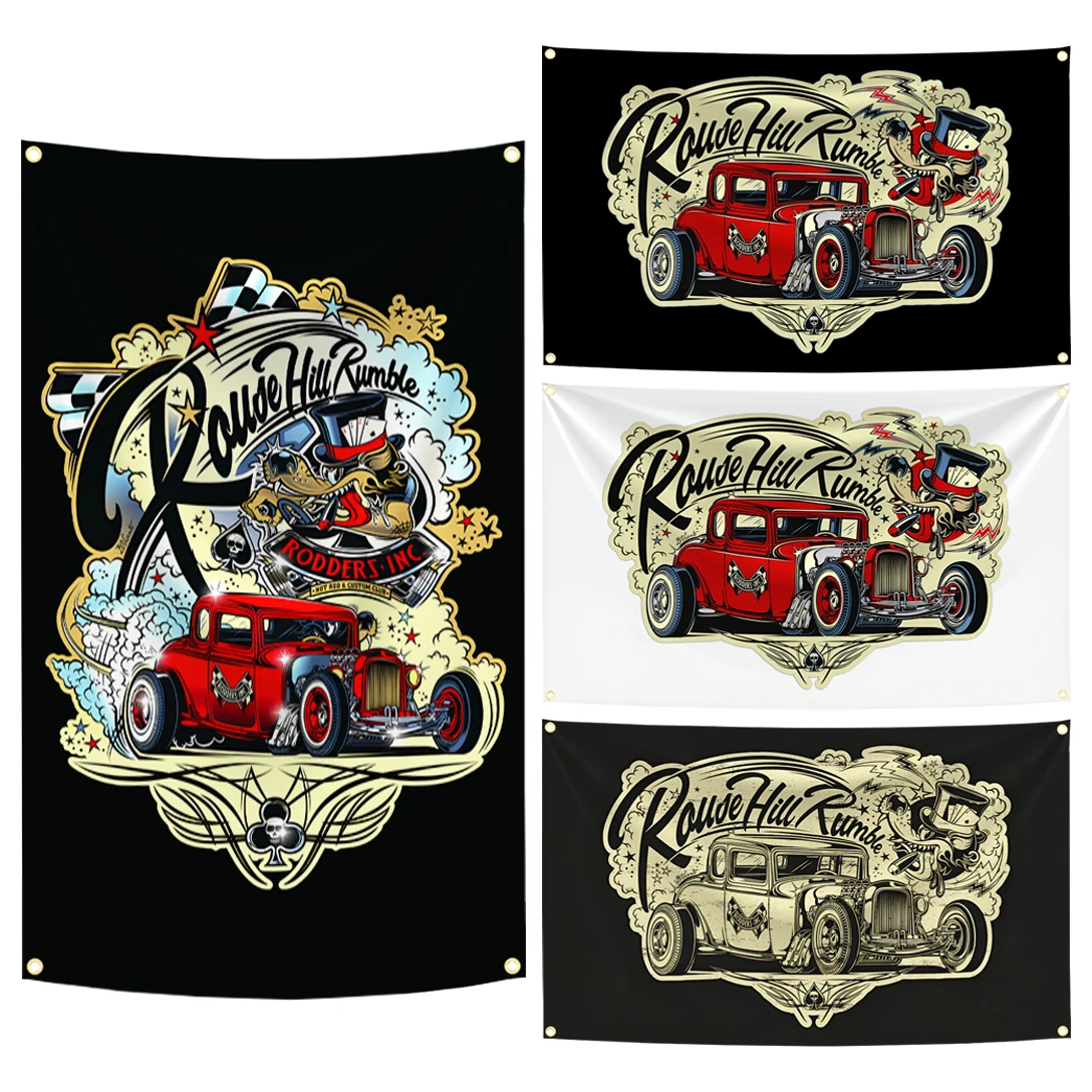 90x150cm Rodders Inc “Rouse Hill Rumble”Flag Tapestry Polyester Digital Printing Banner Garage Wall Art Out Door Decoration