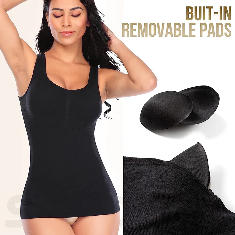 Women Tummy Control Tank Tops Slimming Body Shaper Waist Trainer Corset with Padded Bra Shaperwear Compression Camisole Vest