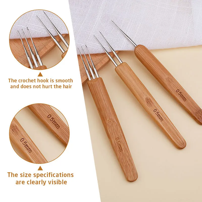 Complete Dreadlock Crochet Needle Kit Bamboo Handle Dread Maintenance Tools with Accessories