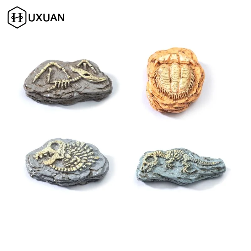 Realistic Dinosaur Fossil Miniatures 4pcs for Engaging DIY Desktop Decor Projects