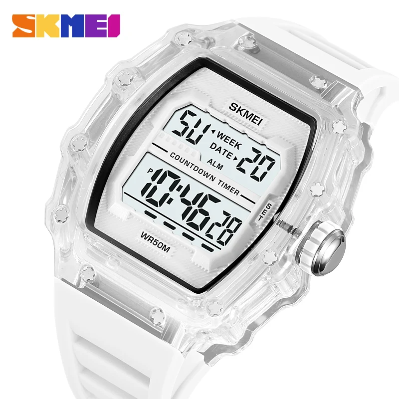 SKMEI Fashion Cool Back Light Countdown Digital Sports Watches Mens 50m Waterproof Wristwatch Date Week Alarm Stopwatch Clock