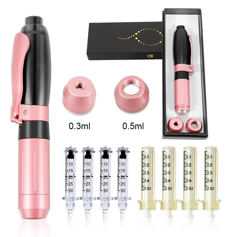 

Black powder double-ended hyaluronic acid pen 0.3, 0.5ML injection pen Needle-free atomizer pen anti-wrinkle water syringe