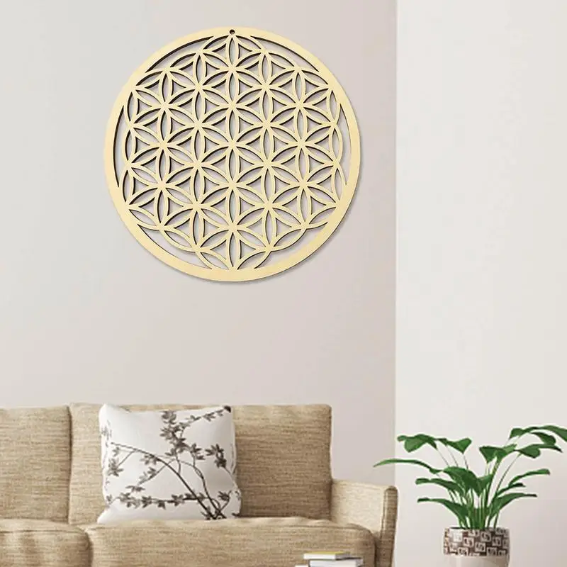 Wooden Flower Of Life Christmas Geometry Ornaments Wood Sign Wall Art Seed Of Life Coaster Home Decor Craft For Meditation