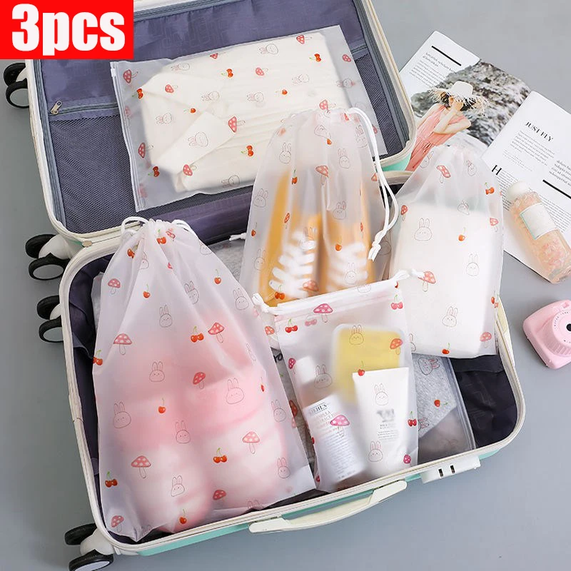 3PCS Folding Travel Bag Shoe Cloth Towel Storage Bag Makeup Drawstring Holder Bag Portable Underwear Jean Organizer Suitcase Bag