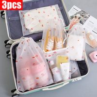 3PCS Folding Travel Bag Shoe Cloth Towel Storage Bag Makeup Drawstring Holder Bag Portable Underwear Jean Organizer Suitcase Bag