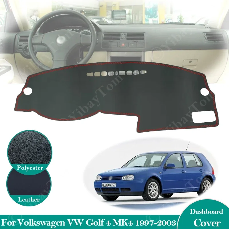 Per Volkswagen VW Golf 4 MK4 1997 ~ 2003 1J Tappetino in pelle antiscivolo Cruscotto Copertura Pad Parasole Tappeto Dashmat Accessori 2002