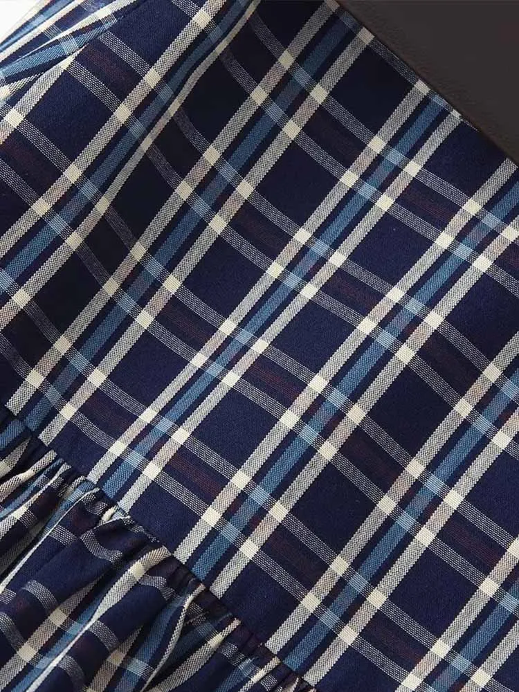 Nuovi arrivi invernali in stile europeo e americano, gonna midi scozzese a vita media da donna casual alla moda e alla moda con cintura