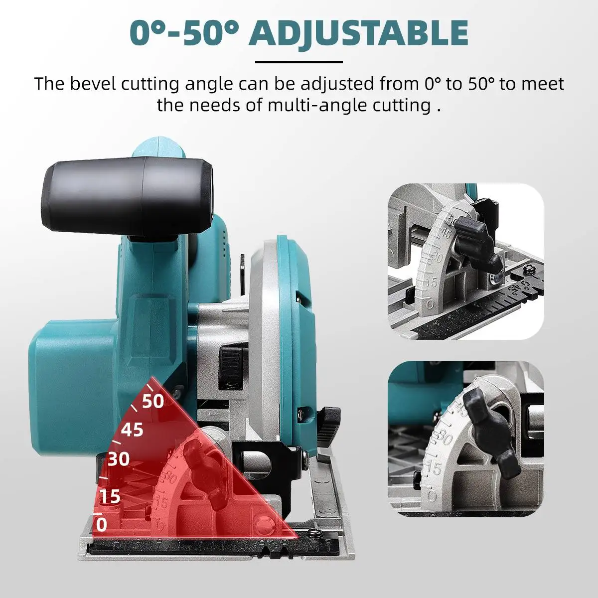 Drillpro 165Mm Borstelloze Elektrische Circulaire 50 Graden Verstelbare Zaagblad Hoek Houtbewerking Saw Voor Makita 18V Batterij