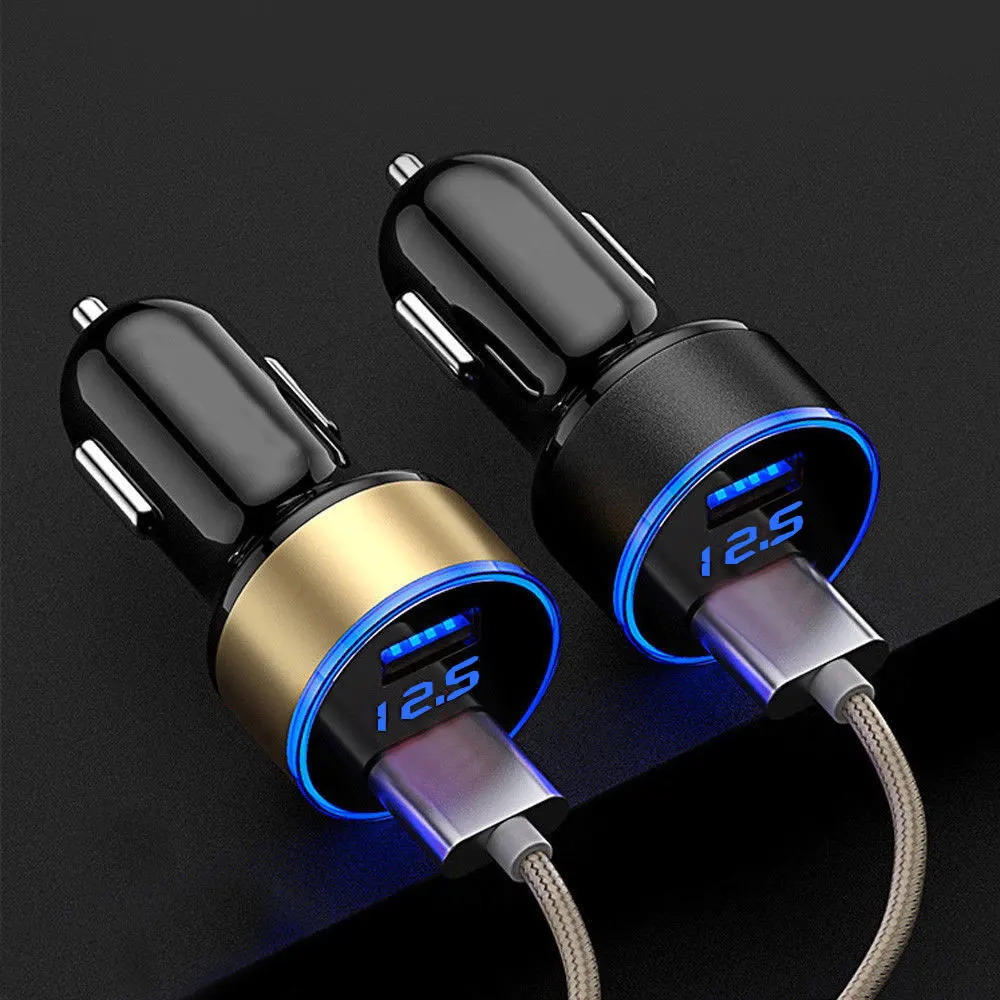 Universal Car Charging With Digital Display LED Car Charger Dual USB 5V 3.1A Port Voltage Phone Charge Adapter Car Accessories