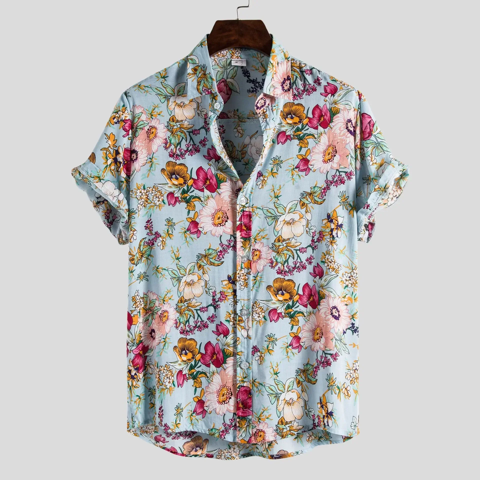 New Summer Casual Shirt Men Floral Short Sleeve Youth Popular Lapel Mens Shirts