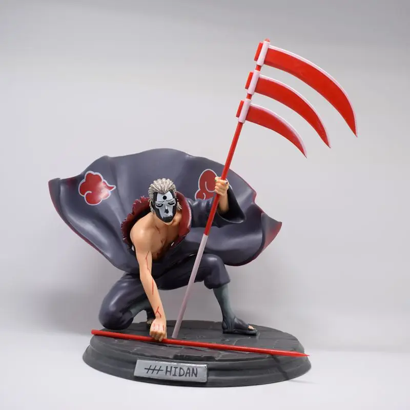 Naruto, Xiao Organization GK squatting leap, holding flags, head-changing, model box figure ornament