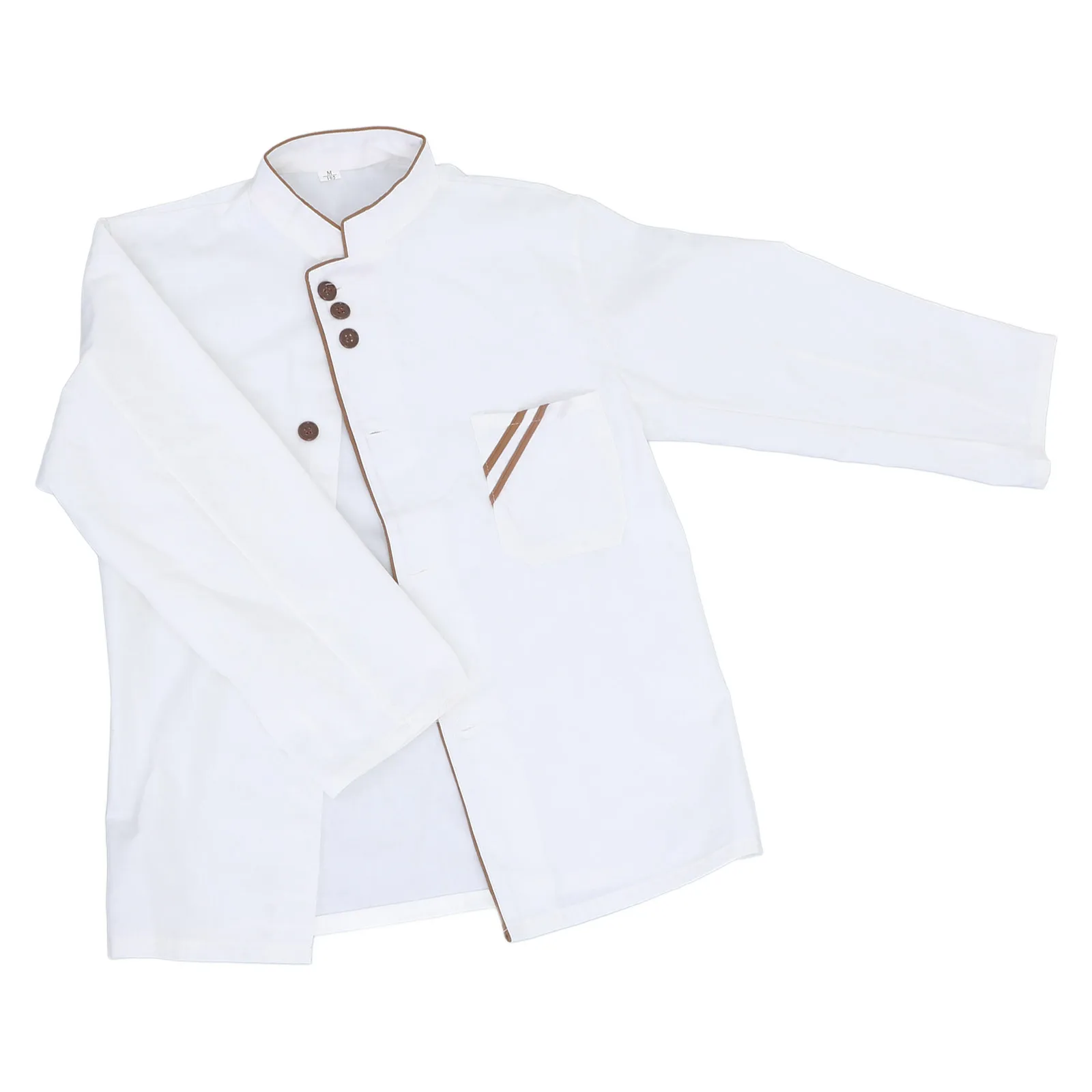 

Long Sleeve Chef Jacket Unisex Stand Collar Breathable Durable Catering Shirt for Bakery Hotel Restaurant Size M White Coffee