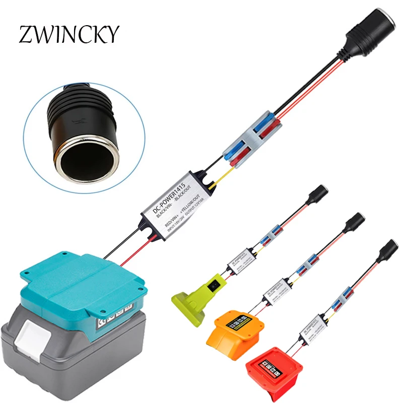 Cigarette Lighter Adapter 18V to 12V Step Down Converter For Makita/Dewal/Milwaukee/Ryobi, Battery Adapter Power Wheel Adapter