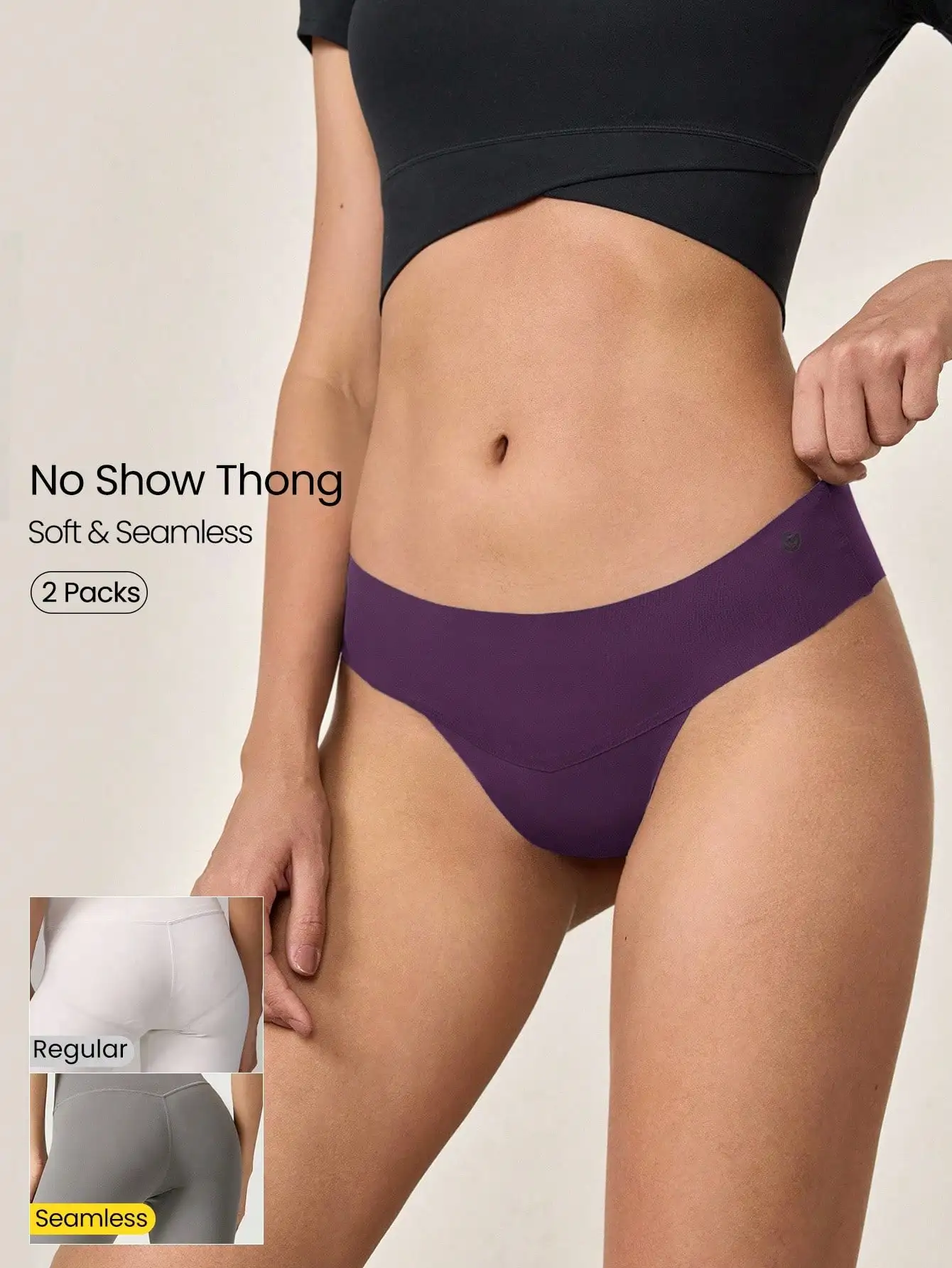 Lightweight Breathable Low-Waist Seamless No-Show Thong Underwear For Daily Workout