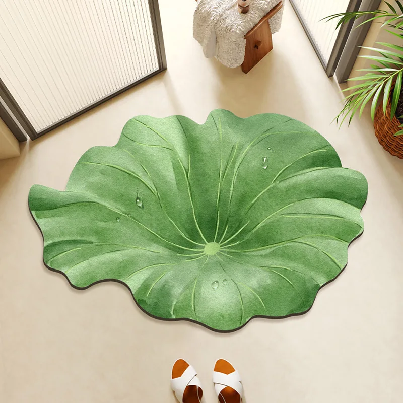 VIKAMA Ins Green Leaf Badkamer Absorberende Vloermat, Badkamer Vuilafstotend, Fris En Antislip Vloermat, Woondecoratie