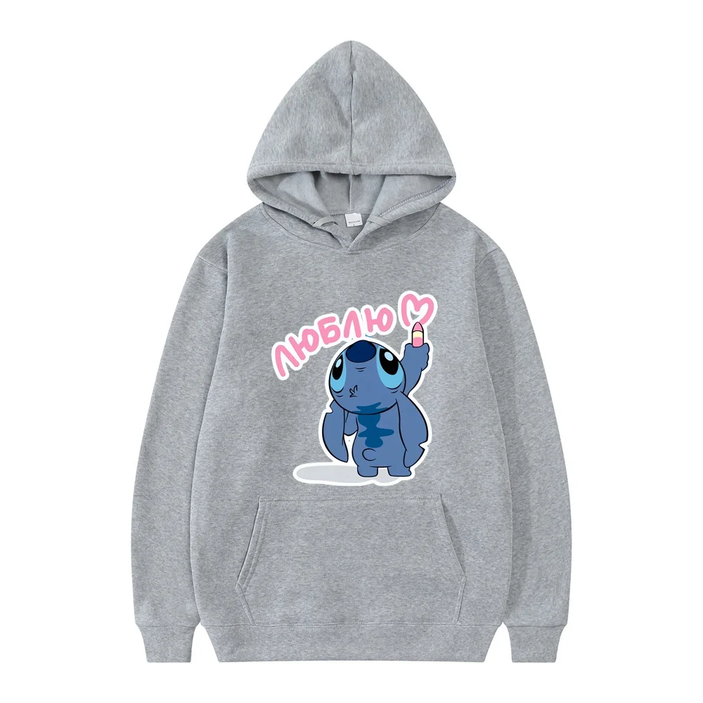 

2024 Disney Stitch Hoodies Women Harajuku Pullovers Cute Kawaii Casual Tops O-Neck Print Hooded Sweatshirt Long Sleeves Hot Sale